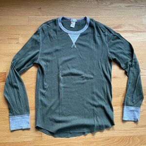 Champion Todd Snyder Thermal Shirt Mens Medium Long Sleeve Knit Green Grey